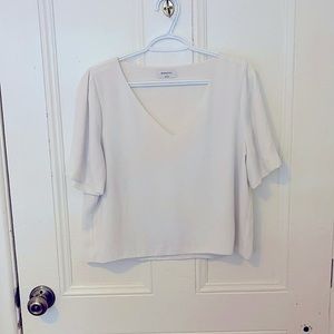 Babaton white v-neck long crop top